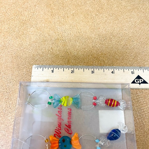 Wine Glass Charm Ice Bucket Bottle Glass Yellow Red Green Blue New in box - Picture 7 of 8